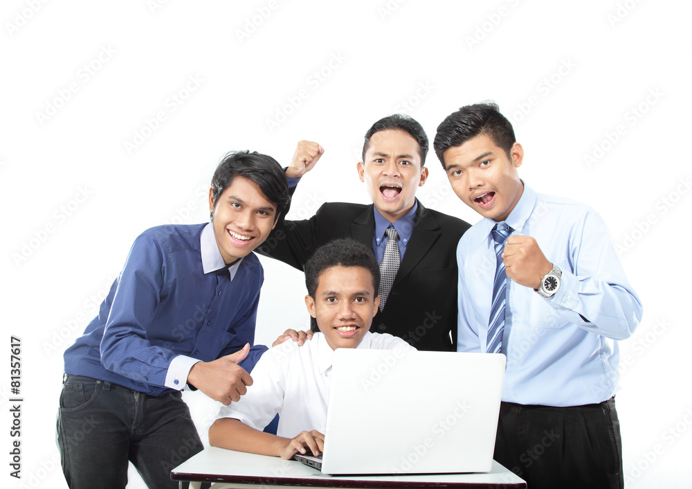 Happy of group businessman in work Happy of group businessman in work