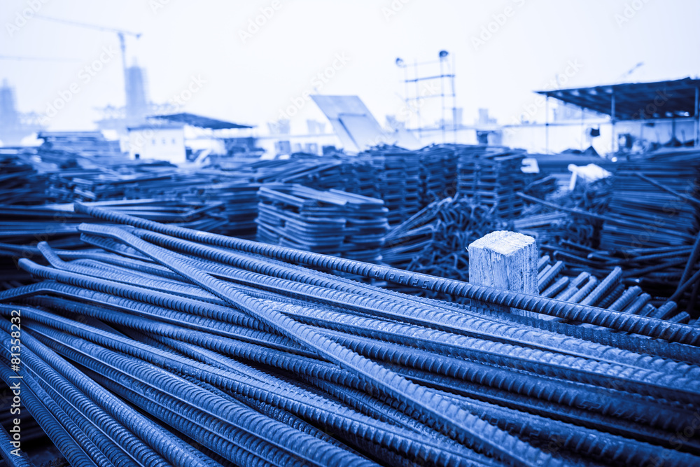 Fototapeta premium Steel rods or bars used to reinforce concrete