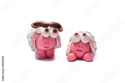 Two plasticine sheep.