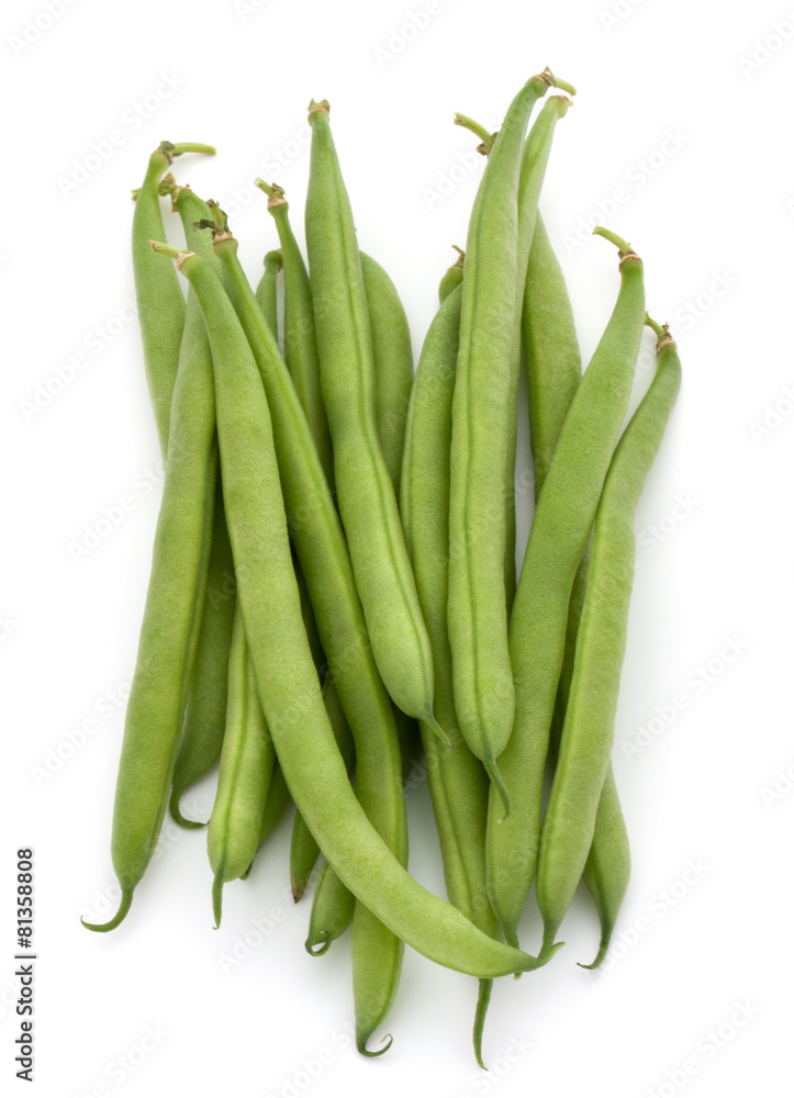 Green beans handful isolated on white background cutout Green beans handful isolated on white background cutout