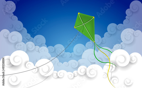 Kite flying in a cloud sky with wind