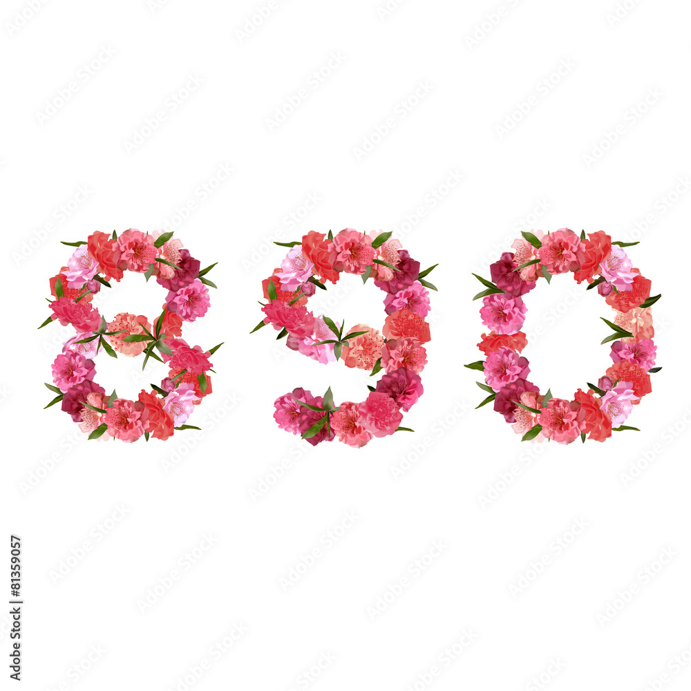 Alphabet of pink beautiful sakura flowers letters nature Alphabet of pink beautiful sakura flowers letters nature