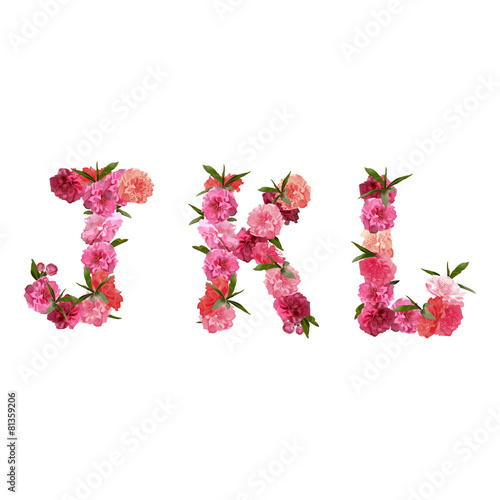 Alphabet of pink beautiful sakura flowers letters nature photo