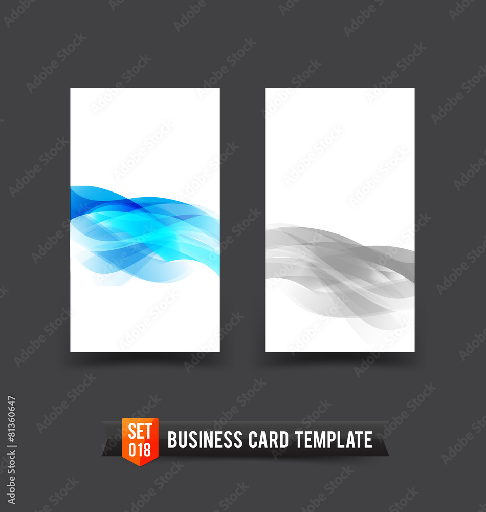 Business Card template set 18  light blue curve and wave