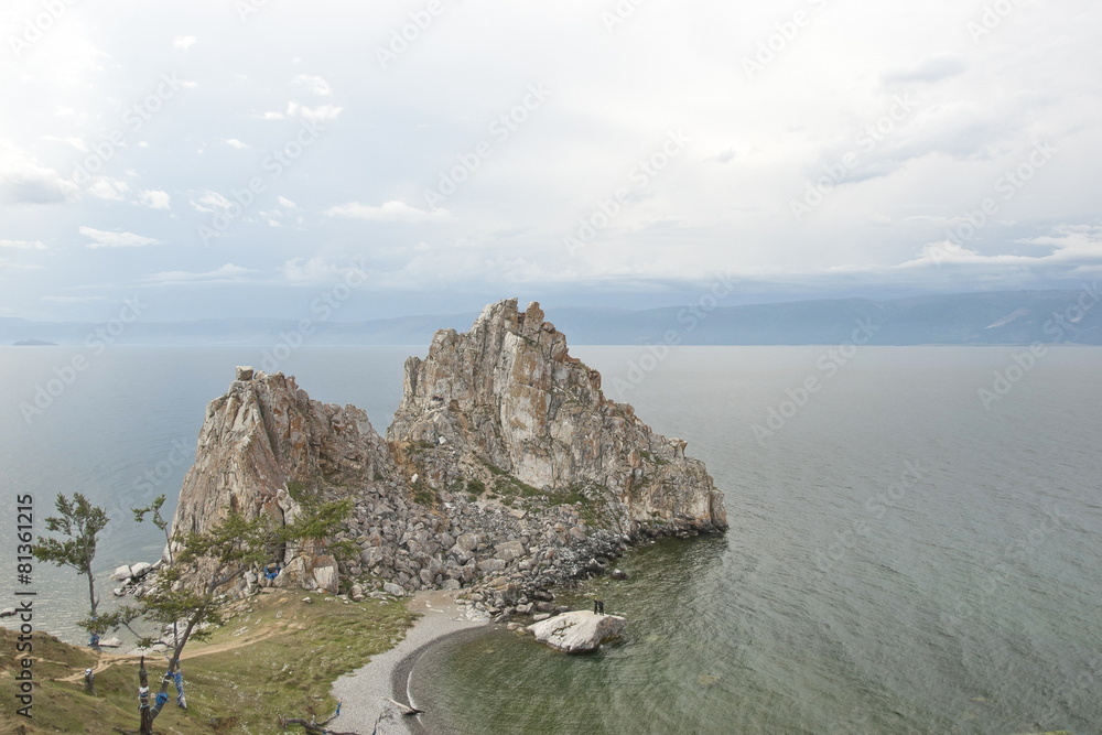 Burkhan Rock (Shamanka) on Olkhon Island, Baikal, Russia.