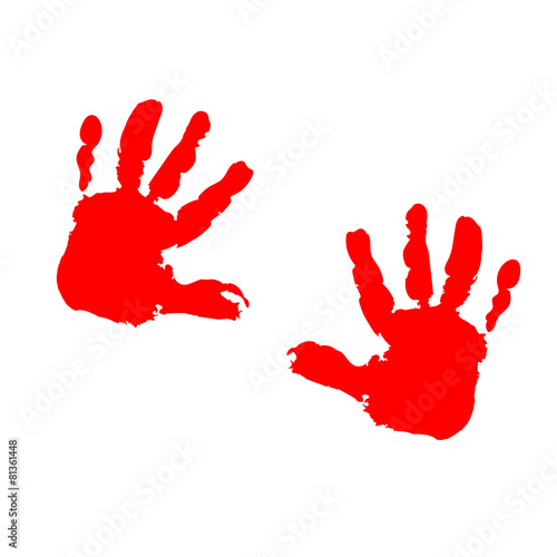 two red children's palm prints on a white background