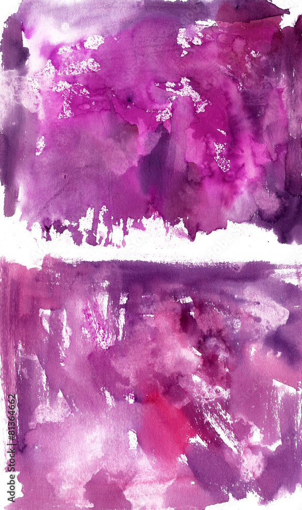 Two purple watercolour background textures with white stains