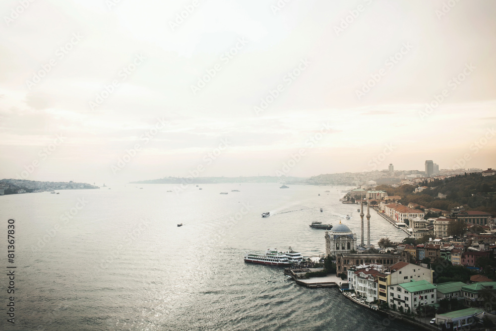 Beautiful panoramic view of Istanbul from Bosphorus, Turkey