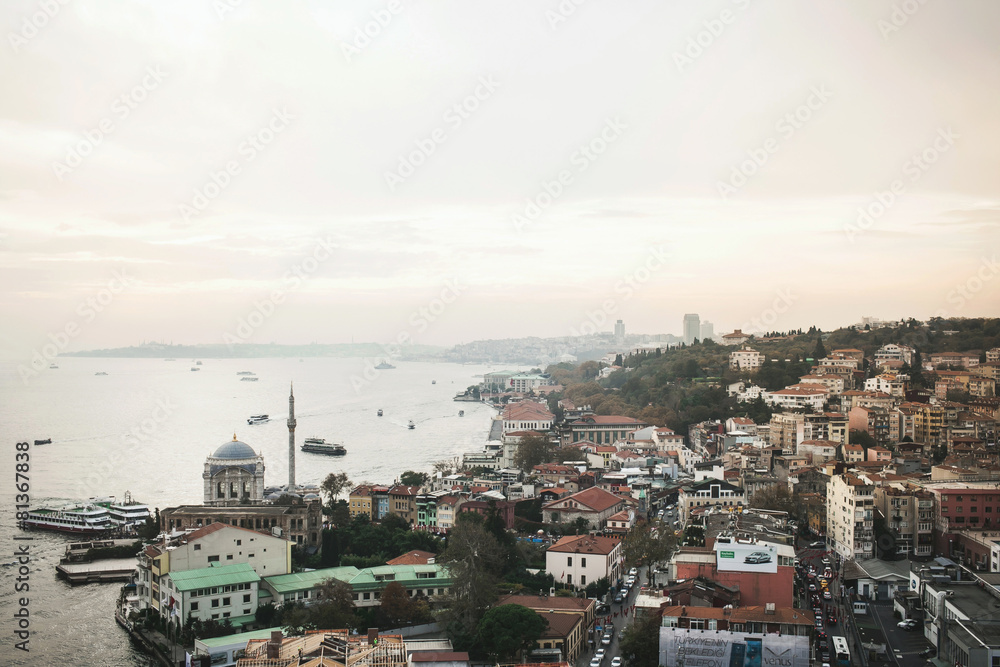 Beautiful panoramic view of Istanbul from Bosphorus, Turkey