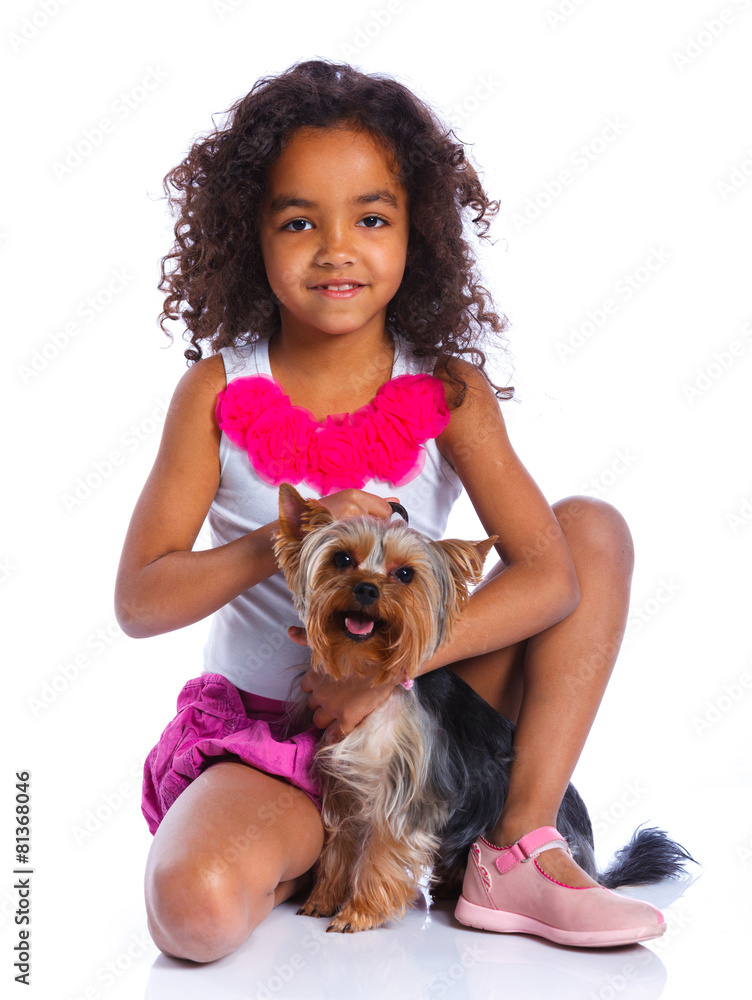 Girl with his Yorkshire terrier Girl with his Yorkshire terrier