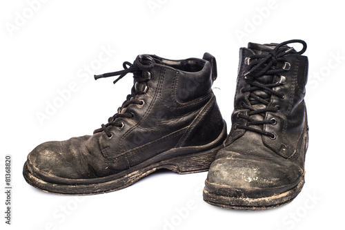 Old Boots, isolated on white background.