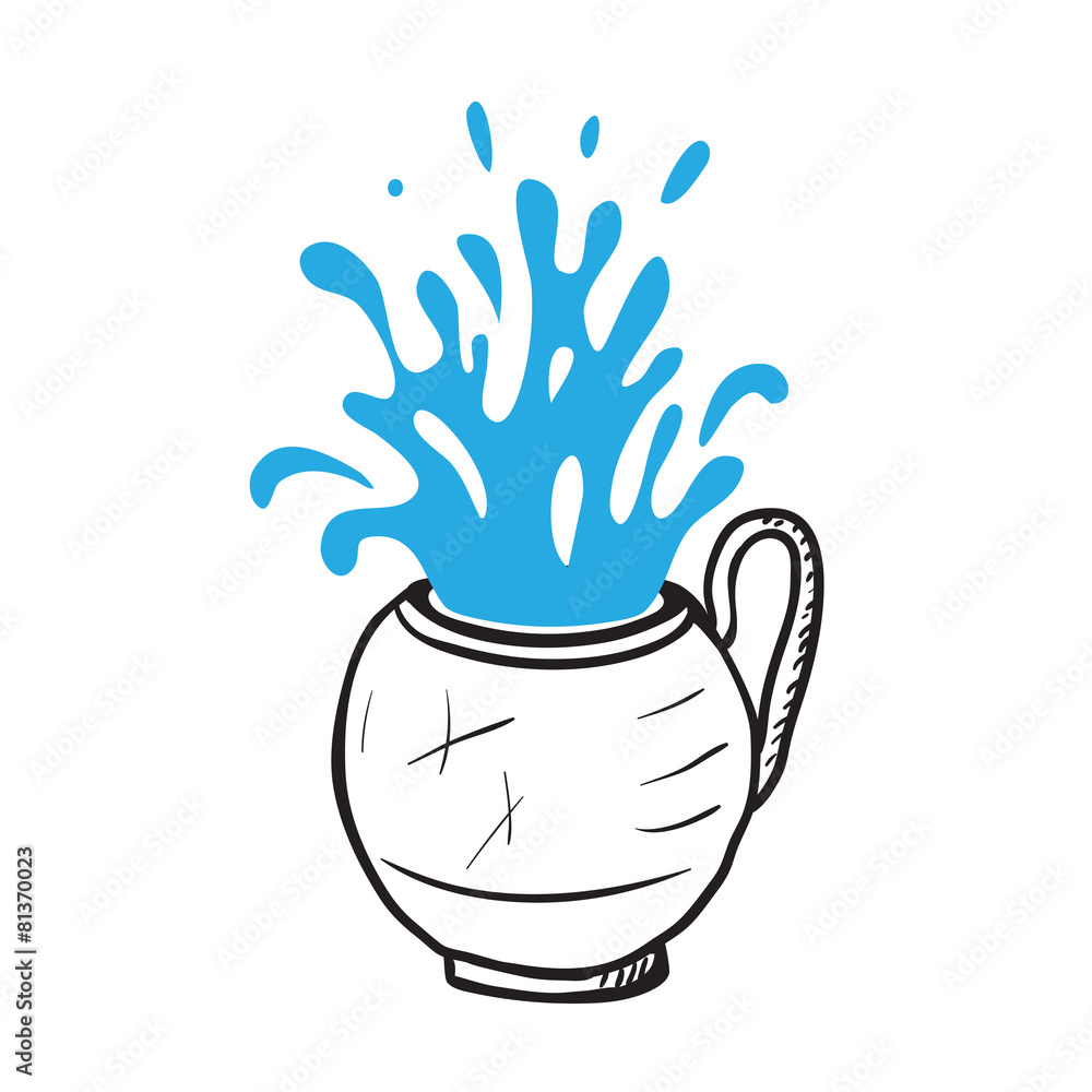 Fototapeta premium Glass cup with water, vector illustration.