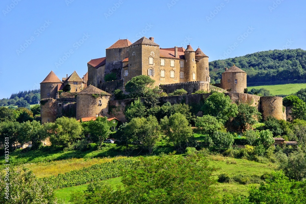Hilltop castle of Château de Berzé in Burgundy, France