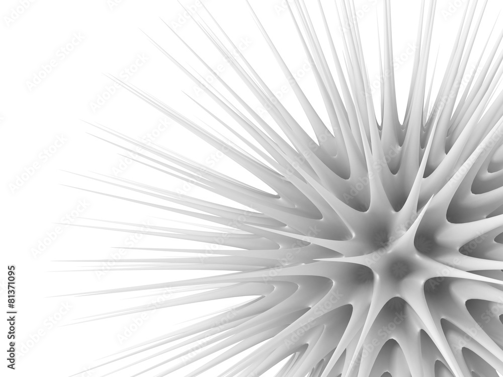 Obraz premium Abstract Sphere With Sharp Thorns White Background