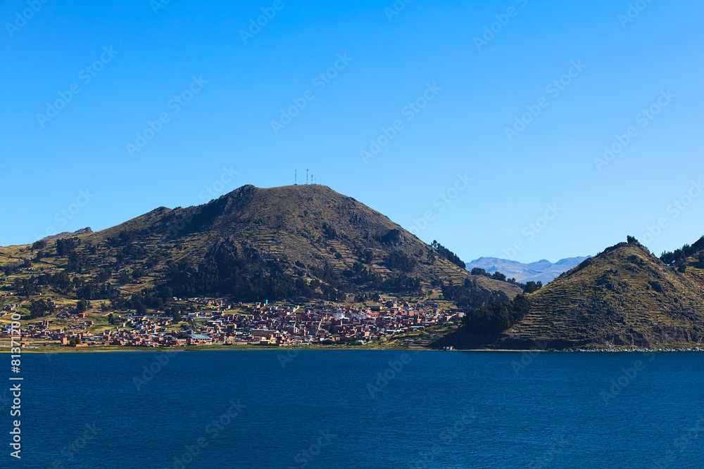 The small tourist town of Copacabana at Lake Titicaca, Bolivia