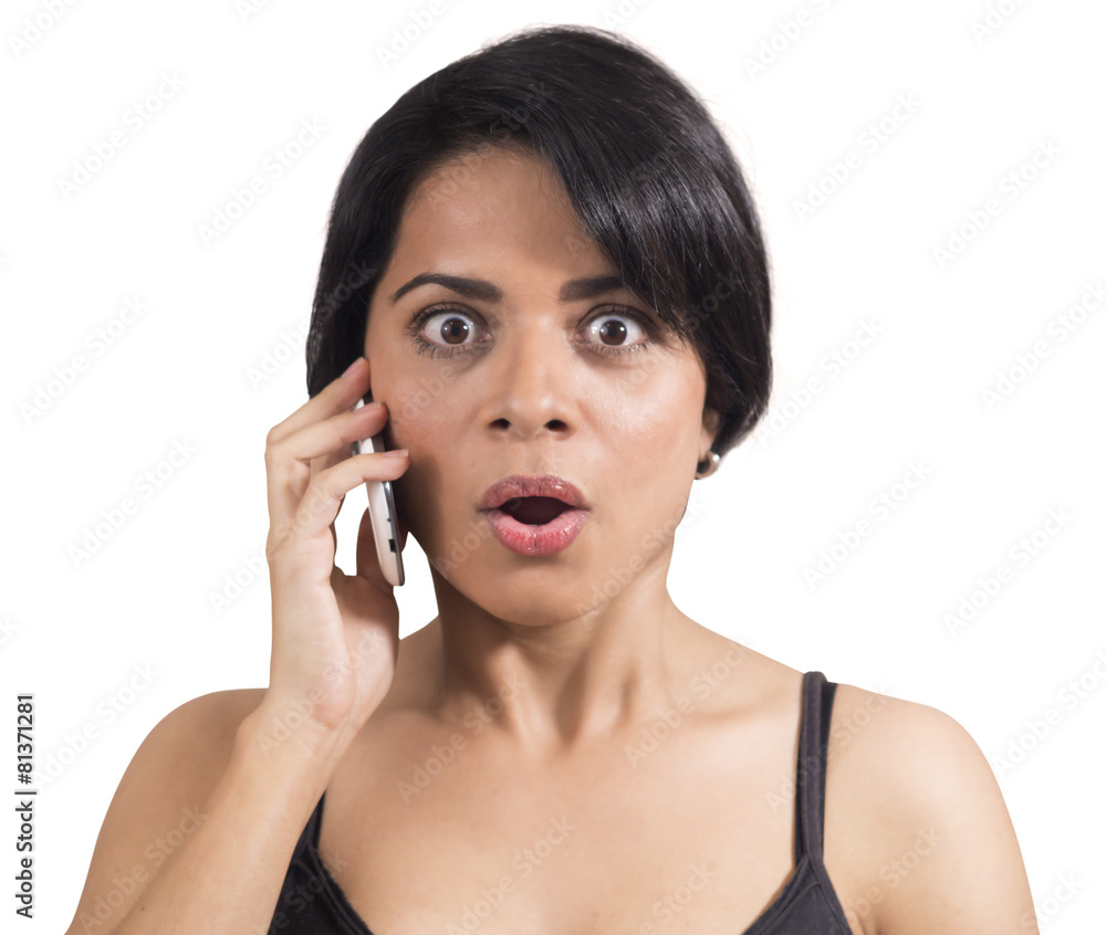 Young latin woman smiling using phone Young latin woman smiling using phone