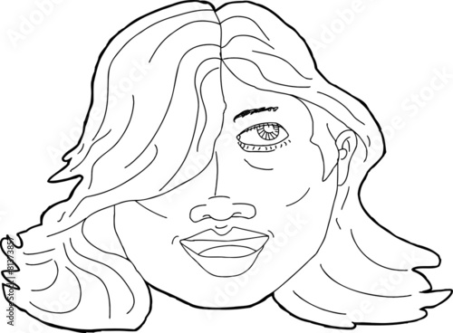 Outline of Smiling Latina Adult