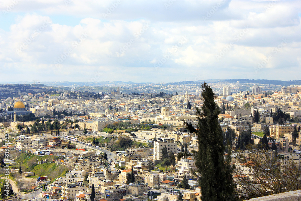 Panorama of Jerusalem from Mount of Olives.