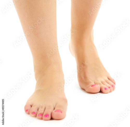Beautiful female legs, isolated on white background