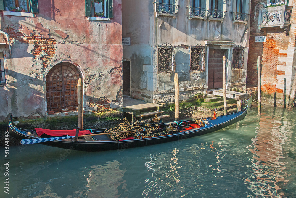 Venice, Italy, gondola moored