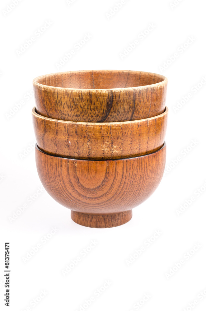 Old wooden bowl isolated on white background Old wooden bowl isolated on white background