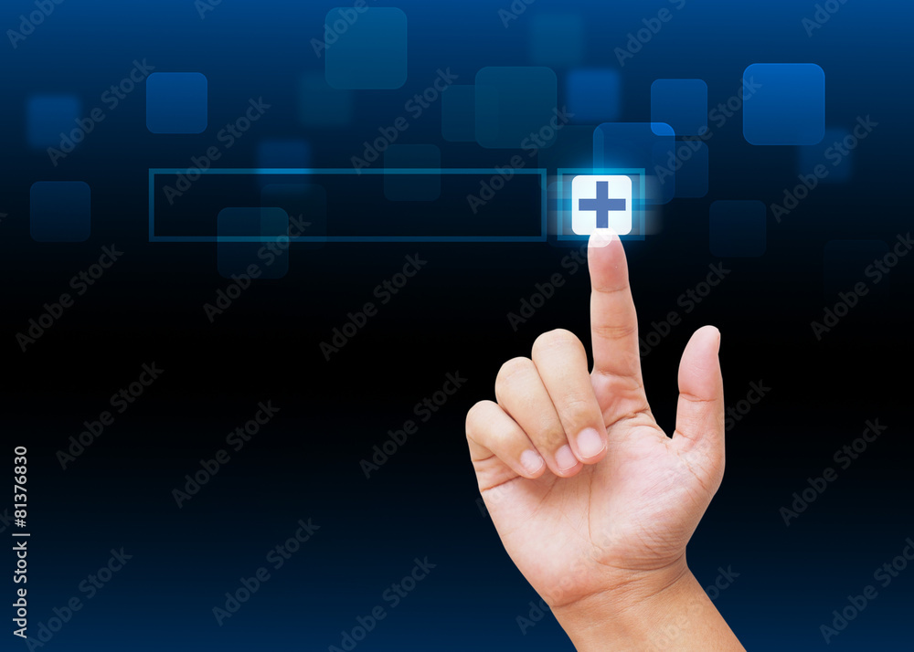 Hand press medical button on technology background Hand press medical button on technology background