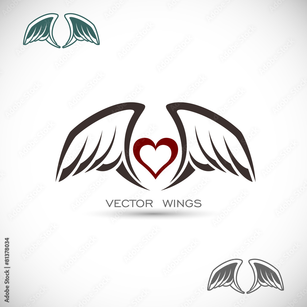 Obraz premium Label with wings and heart