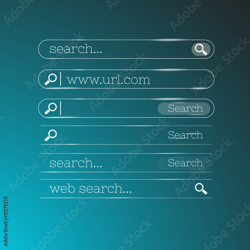 Set of search bars made in shiny simple glassy design. Web