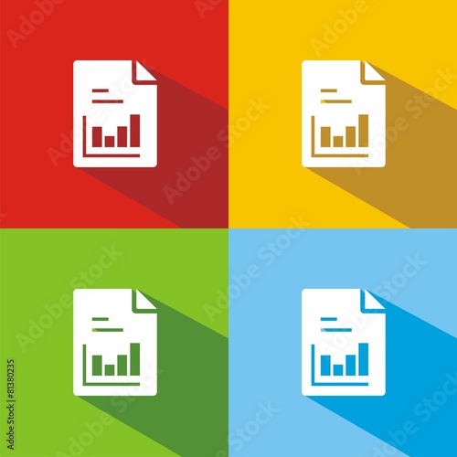 Iconos hoja gráfico barras colores sombra