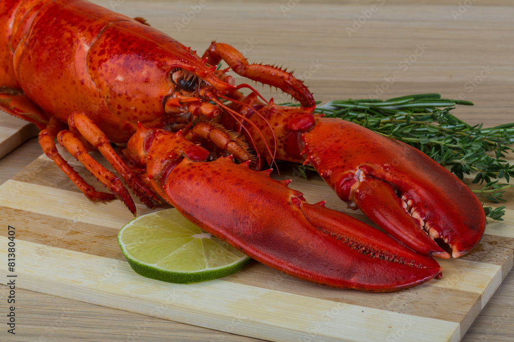 Red boiled lobster