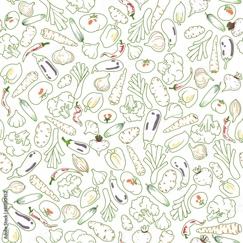 Veggie seamless vector pattern with vegetables