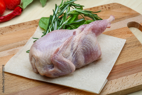 Raw quail ready for cooking