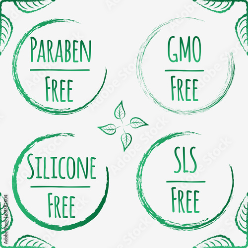 Paraben, GMO, Silicoe SLS free labels