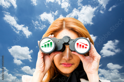 Bilde på lerret .Businesswoman holding binoculars