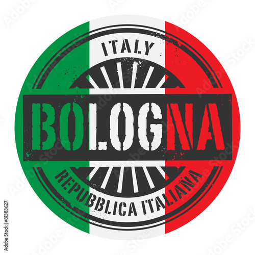 Grunge rubber stamp with the text Italy, Bologna