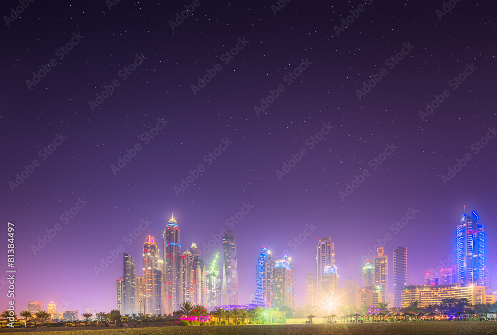 The beauty panorama of Dubai marina. UAE