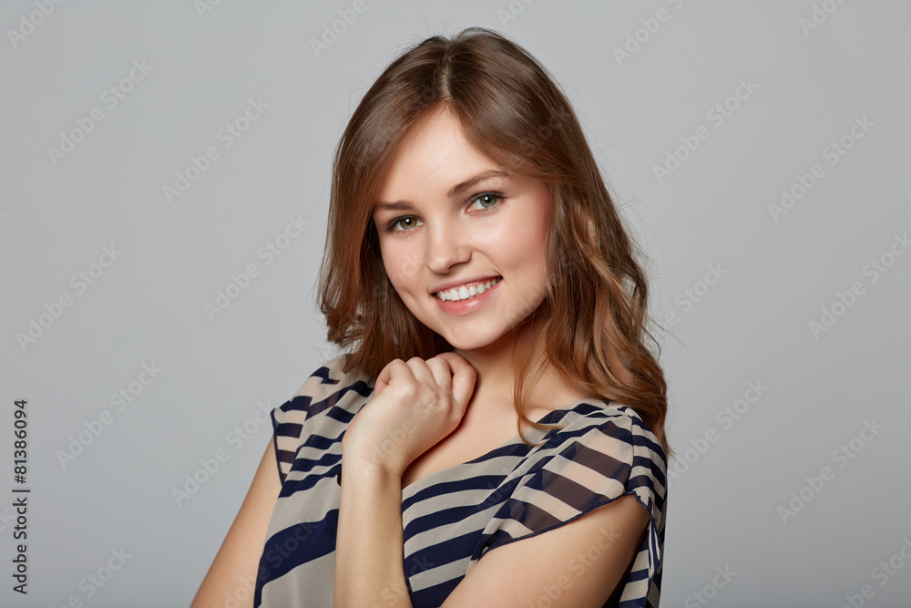 Confident and charming. Thoughtful young women holding hand on c Confident and charming. Thoughtful young women holding hand on c