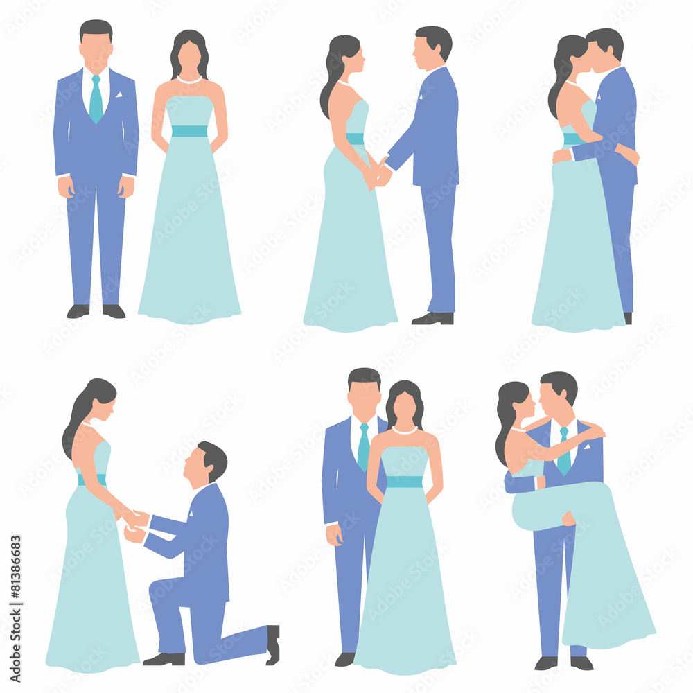 Set of bride and groom Set of bride and groom