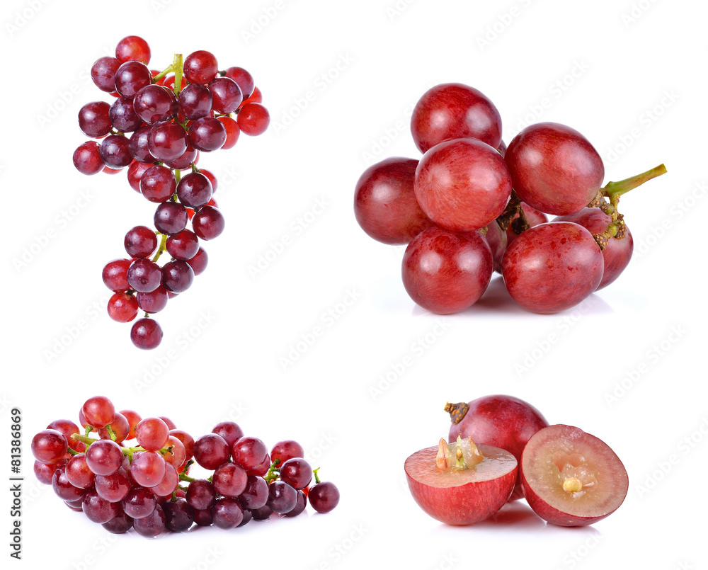 Set of grapes isolated on over white background