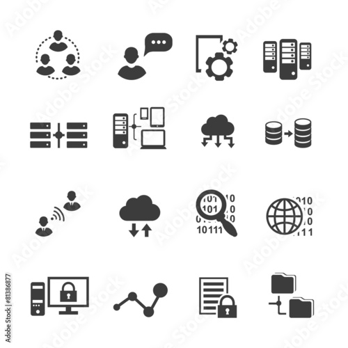 Big data icon set,  analytics, cloud computing. digital