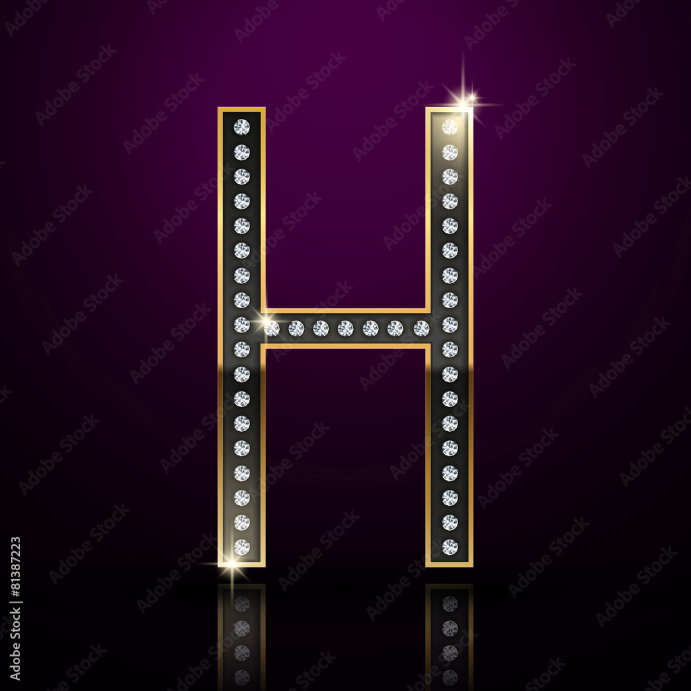Obraz premium 3d elegant diamond letter H