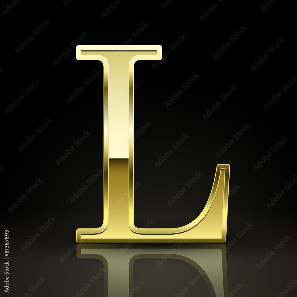 3d elegant golden letter L 3d elegant golden letter L