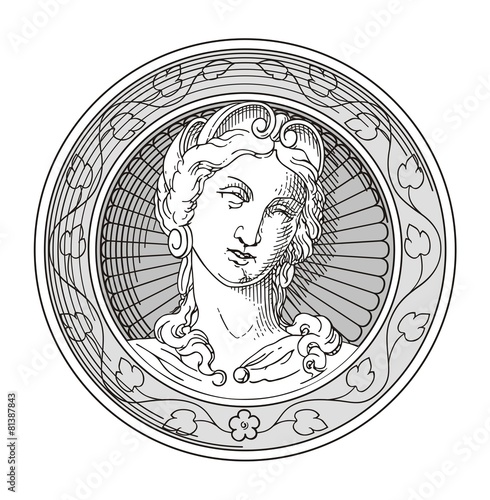 Antique Lady  Coin Vector