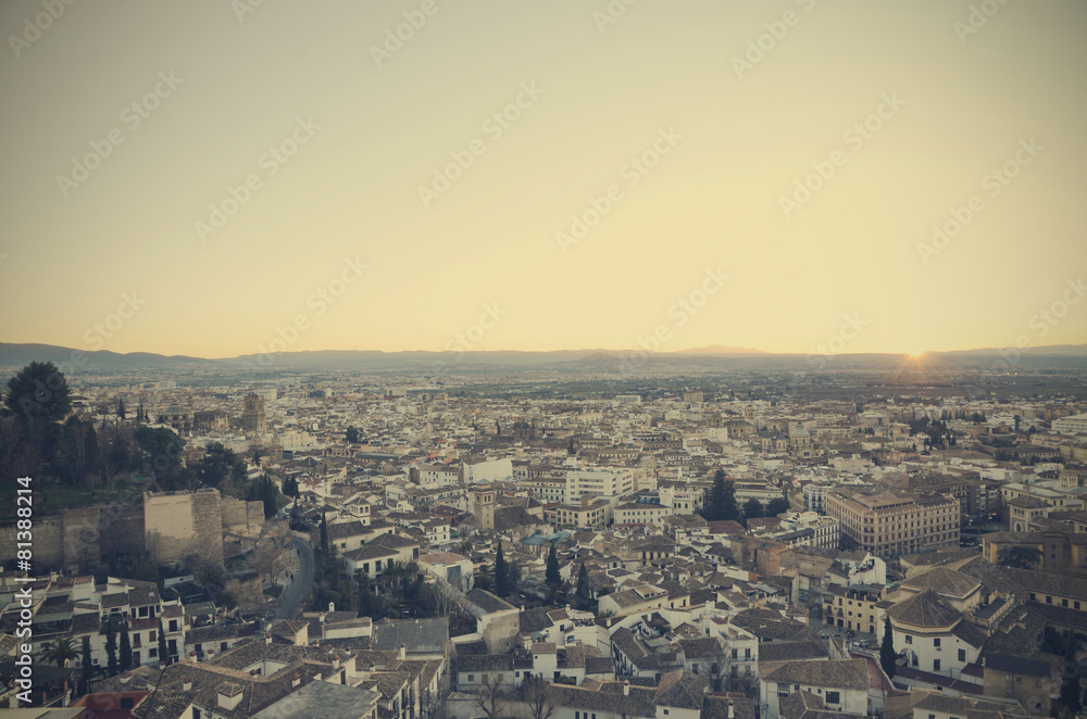Vintage sunset in Granada