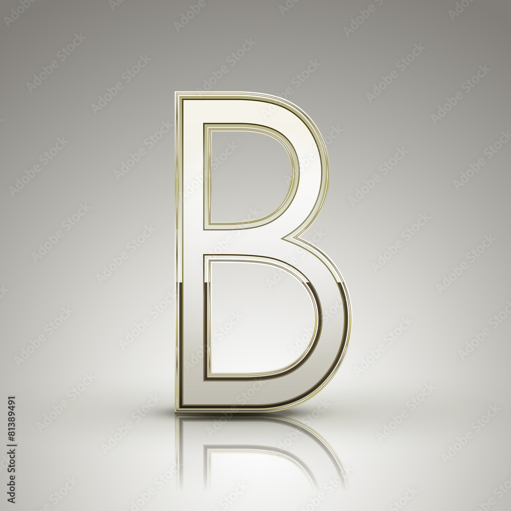 3d elegant pearl white alphabet B