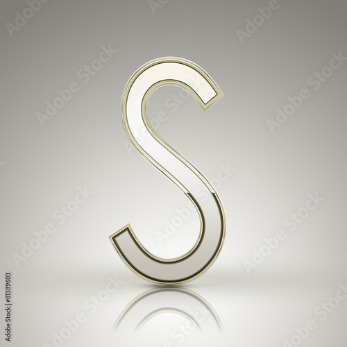 3d elegant pearl white alphabet S