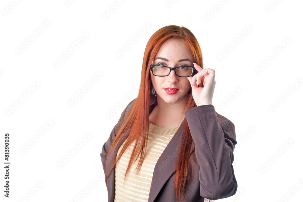 Redhead business woman in glasses