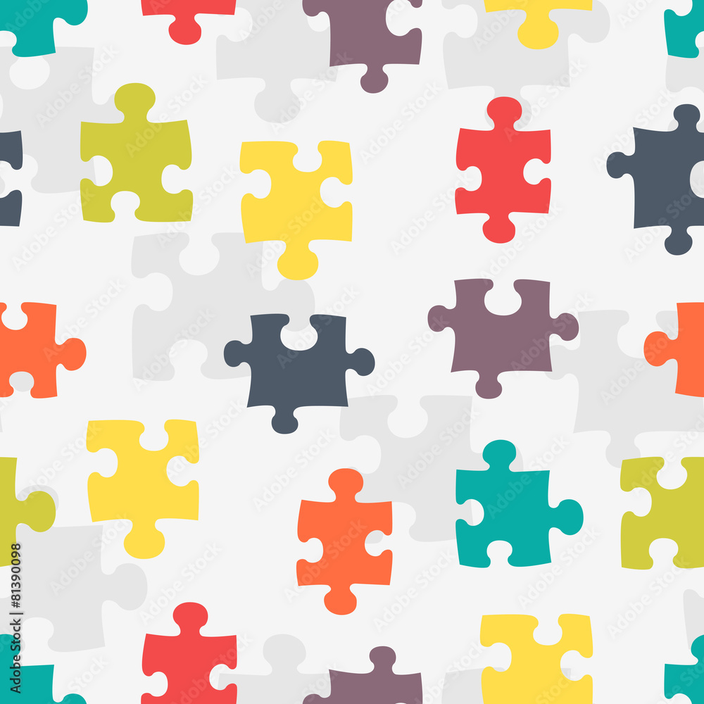 Seamless background made of jigsaw puzzle in flat design Seamless background made of jigsaw puzzle in flat design