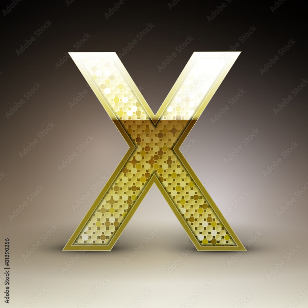 3d golden sequins letter X 3d golden sequins letter X