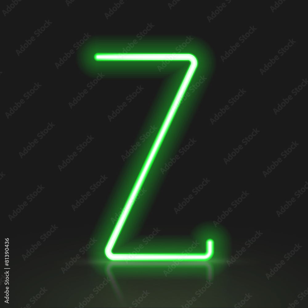 3d green neon light letter Z 3d green neon light letter Z